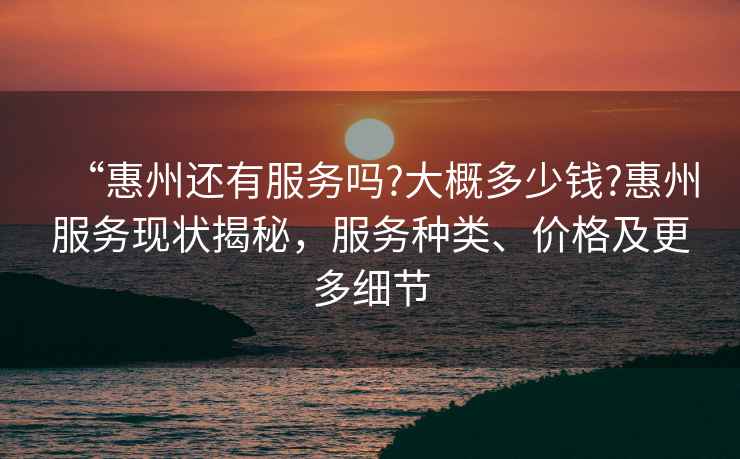 “惠州還有服務嗎?大概多少錢?惠州服務現狀揭秘，服務種類、價格及更多細節