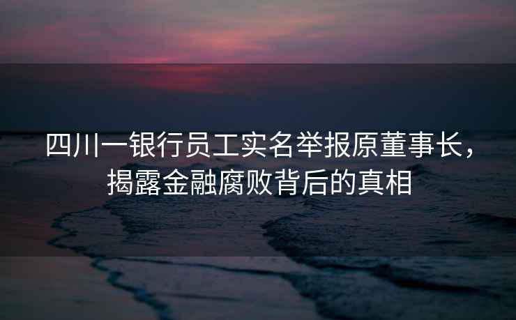 四川一銀行員工實名舉報原董事長，揭露金融腐敗背后的真相