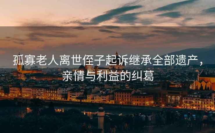 孤寡老人離世侄子起訴繼承全部遺產，親情與利益的糾葛