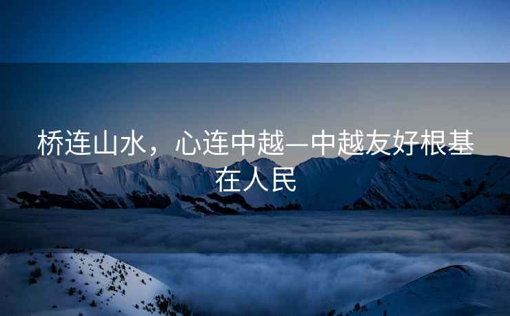 橋連山水，心連中越—中越友好根基在人民