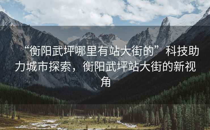 “衡陽武坪哪里有站大街的”科技助力城市探索，衡陽武坪站大街的新視角