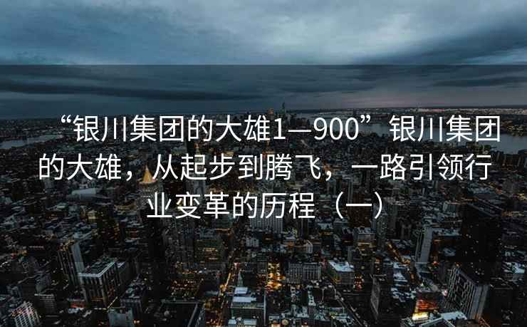 “銀川集團的大雄1—900”銀川集團的大雄，從起步到騰飛，一路引領行業變革的歷程（一）