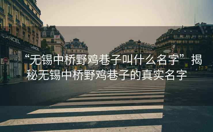 “無錫中橋野雞巷子叫什么名字”揭秘無錫中橋野雞巷子的真實名字