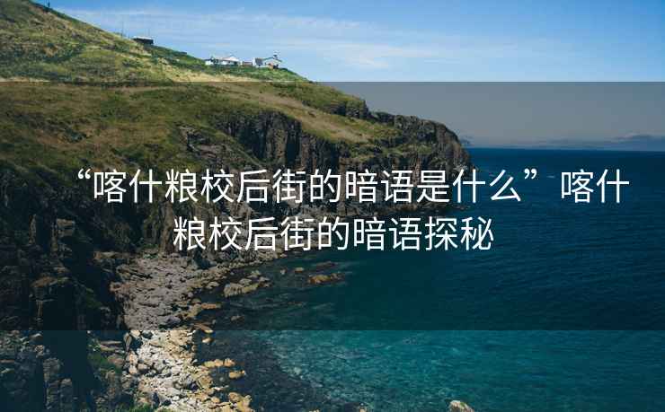 “喀什糧校后街的暗語是什么”喀什糧校后街的暗語探秘