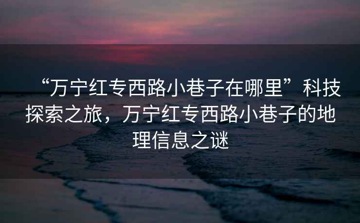 “萬寧紅專西路小巷子在哪里”科技探索之旅，萬寧紅專西路小巷子的地理信息之謎