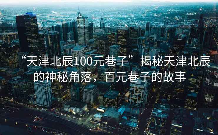 “天津北辰100元巷子”揭秘天津北辰的神秘角落，百元巷子的故事