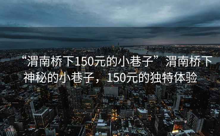 “渭南橋下150元的小巷子”渭南橋下神秘的小巷子，150元的獨特體驗