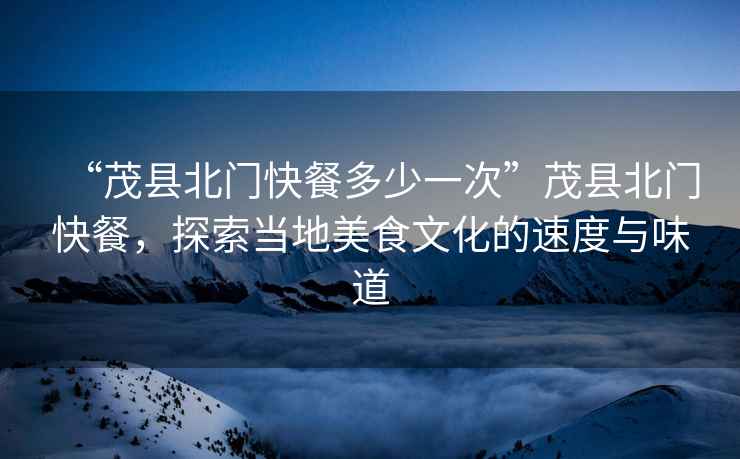 “茂縣北門快餐多少一次”茂縣北門快餐，探索當地美食文化的速度與味道