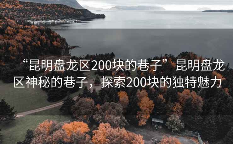“昆明盤龍區200塊的巷子”昆明盤龍區神秘的巷子，探索200塊的獨特魅力