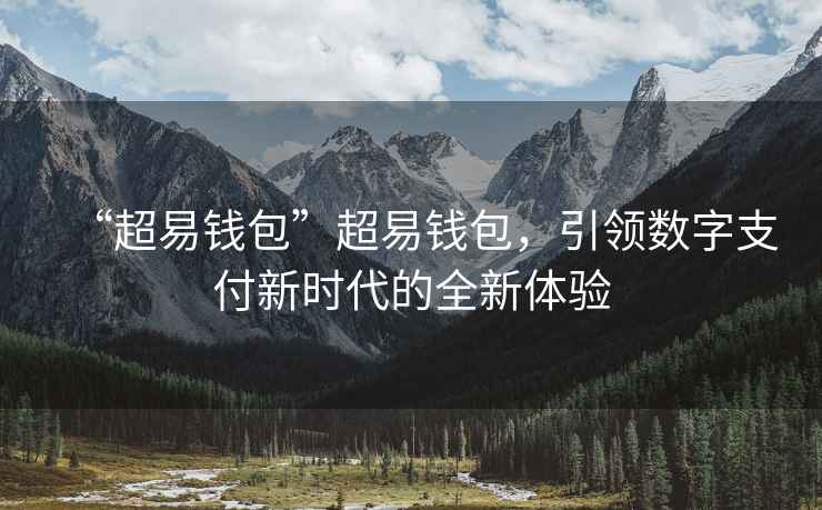 “超易錢包”超易錢包，引領數字支付新時代的全新體驗
