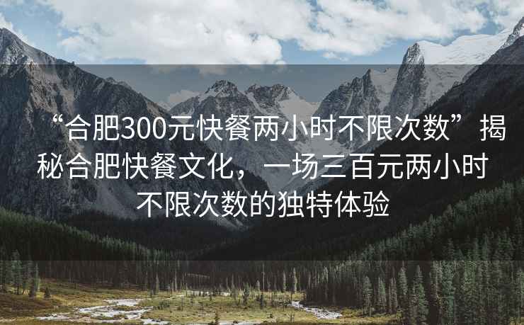 “合肥300元快餐兩小時(shí)不限次數(shù)”揭秘合肥快餐文化，一場(chǎng)三百元兩小時(shí)不限次數(shù)的獨(dú)特體驗(yàn)