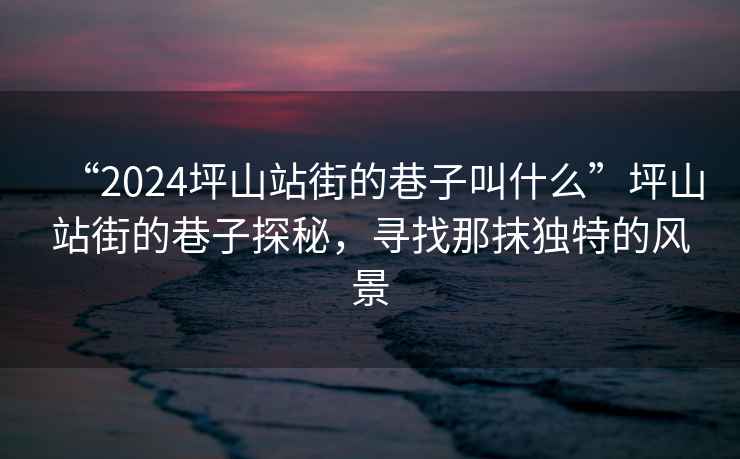 “2024坪山站街的巷子叫什么”坪山站街的巷子探秘，尋找那抹獨特的風景