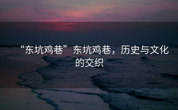 “東坑雞巷”東坑雞巷，歷史與文化的交織