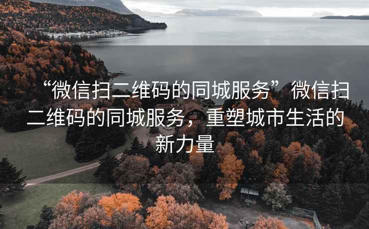 “微信掃二維碼的同城服務(wù)”微信掃二維碼的同城服務(wù)，重塑城市生活的新力量