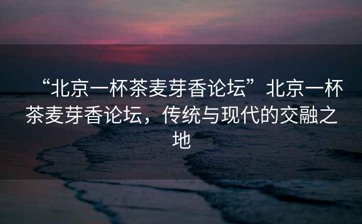 “北京一杯茶麥芽香論壇”北京一杯茶麥芽香論壇，傳統與現代的交融之地