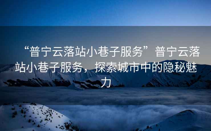 “普寧云落站小巷子服務”普寧云落站小巷子服務，探索城市中的隱秘魅力