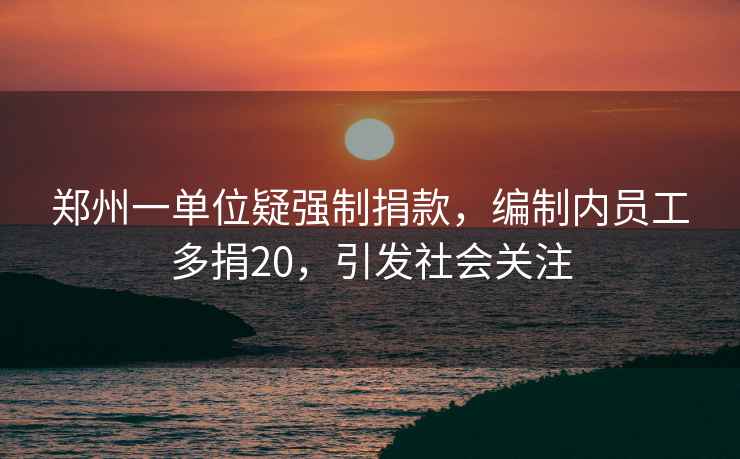 鄭州一單位疑強制捐款，編制內員工多捐20，引發社會關注