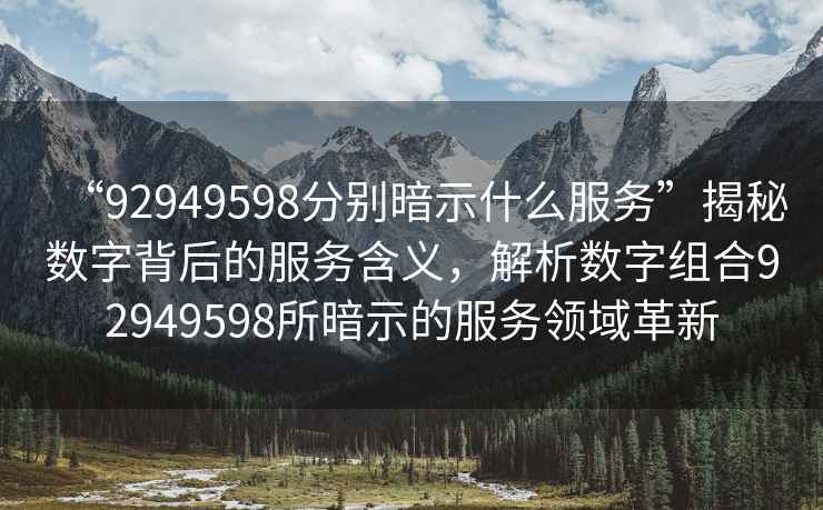 “92949598分別暗示什么服務”揭秘數字背后的服務含義，解析數字組合92949598所暗示的服務領域革新