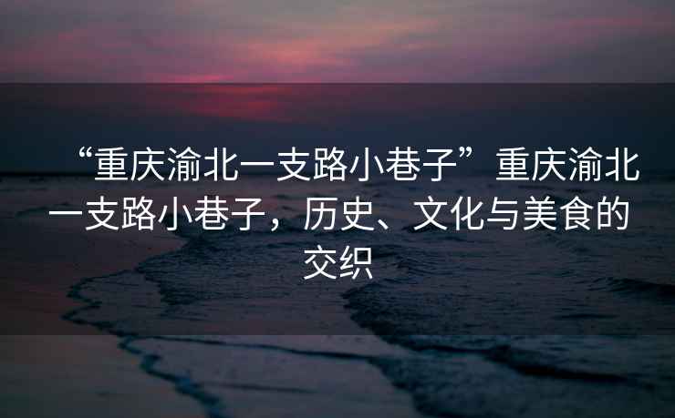 “重慶渝北一支路小巷子”重慶渝北一支路小巷子，歷史、文化與美食的交織