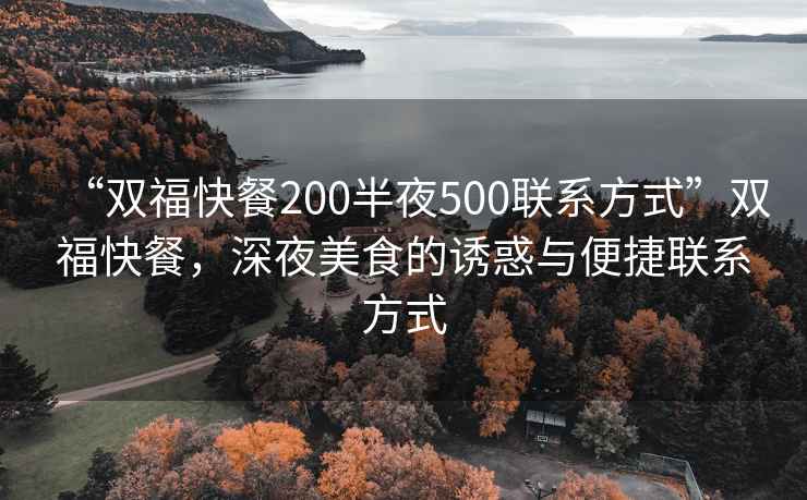 “雙福快餐200半夜500聯系方式”雙福快餐，深夜美食的誘惑與便捷聯系方式
