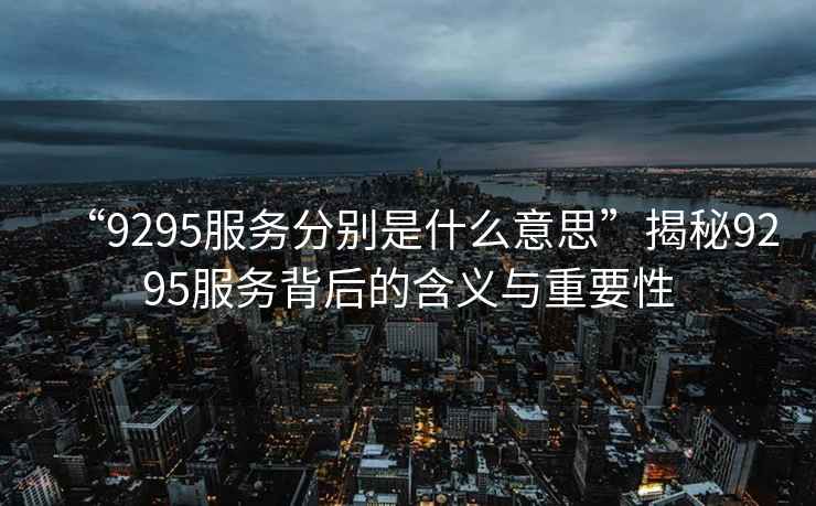 “9295服務分別是什么意思”揭秘9295服務背后的含義與重要性