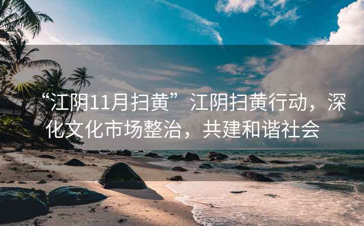 “江陰11月掃黃”江陰掃黃行動，深化文化市場整治，共建和諧社會