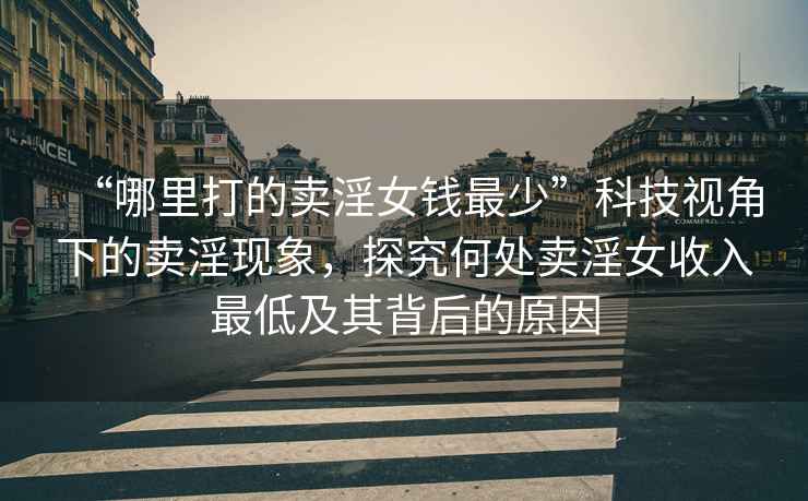 “哪里打的賣淫女錢最少”科技視角下的賣淫現象，探究何處賣淫女收入最低及其背后的原因