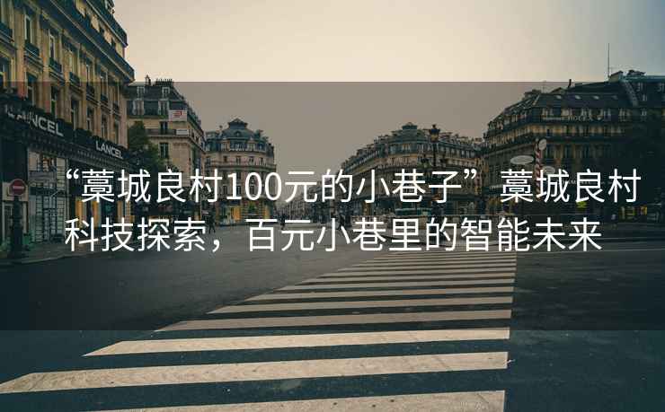 “藁城良村100元的小巷子”藁城良村科技探索，百元小巷里的智能未來