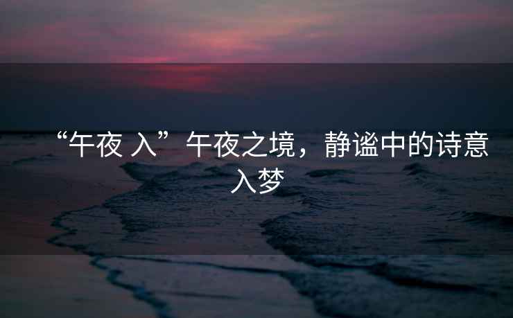 “午夜 入”午夜之境，靜謐中的詩意入夢