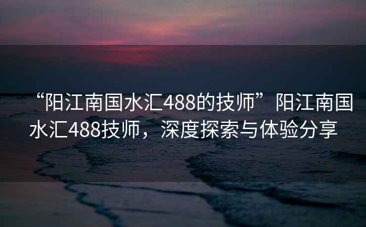 “陽江南國水匯488的技師”陽江南國水匯488技師，深度探索與體驗分享