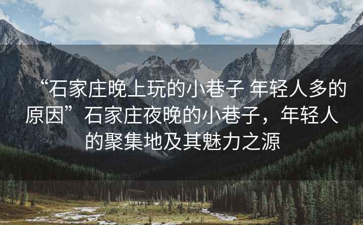 “石家莊晚上玩的小巷子 年輕人多的原因”石家莊夜晚的小巷子，年輕人的聚集地及其魅力之源