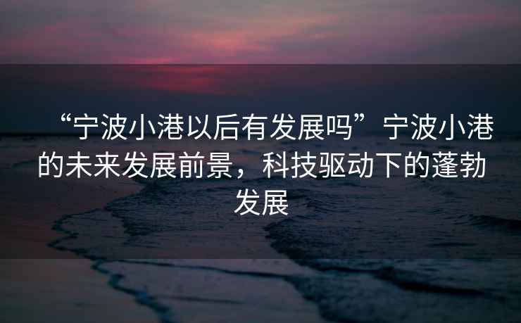 “寧波小港以后有發展嗎”寧波小港的未來發展前景，科技驅動下的蓬勃發展