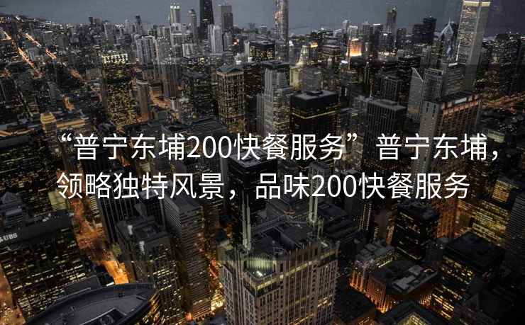“普寧東埔200快餐服務”普寧東埔，領略獨特風景，品味200快餐服務