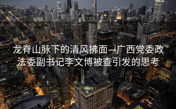 龍脊山脈下的清風(fēng)拂面—廣西黨委政法委副書記李文博被查引發(fā)的思考