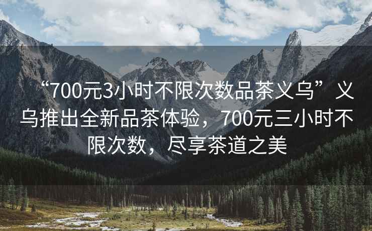“700元3小時不限次數品茶義烏”義烏推出全新品茶體驗，700元三小時不限次數，盡享茶道之美