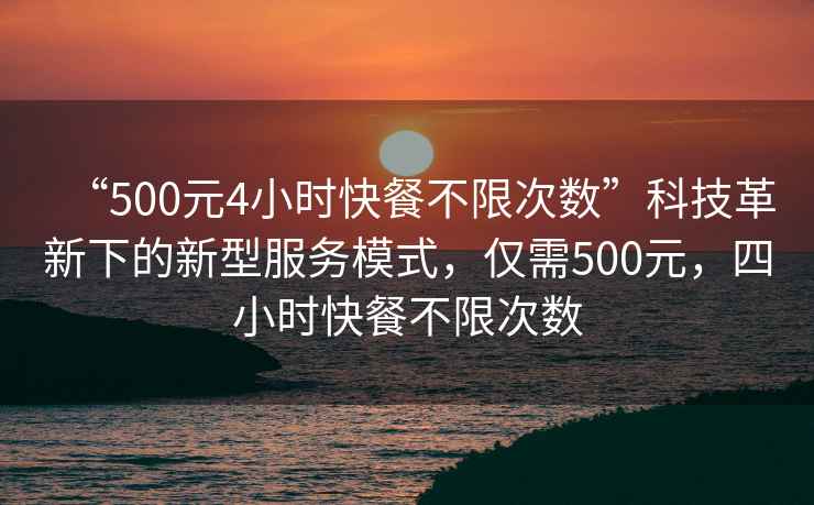 “500元4小時(shí)快餐不限次數(shù)”科技革新下的新型服務(wù)模式，僅需500元，四小時(shí)快餐不限次數(shù)